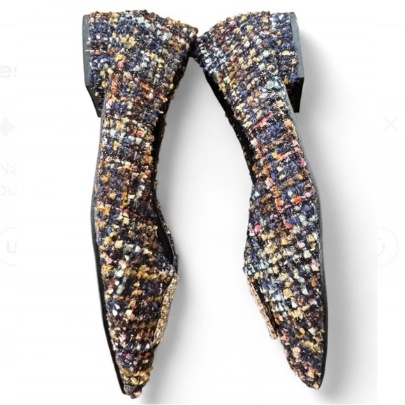 C.Paravano Crystal Buckle Multi Color Tweed flats women's 37/6.5 - Picture 2 of 7